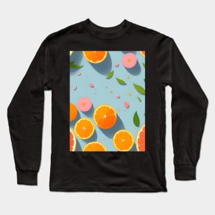 Orange Fruit Abstract Pattern Long Sleeve T-Shirt